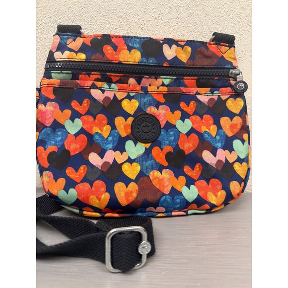 Kipling Emmylou Crossbody Bag Multicolor Printed Hearts Lightweight - Picture 1 of 8